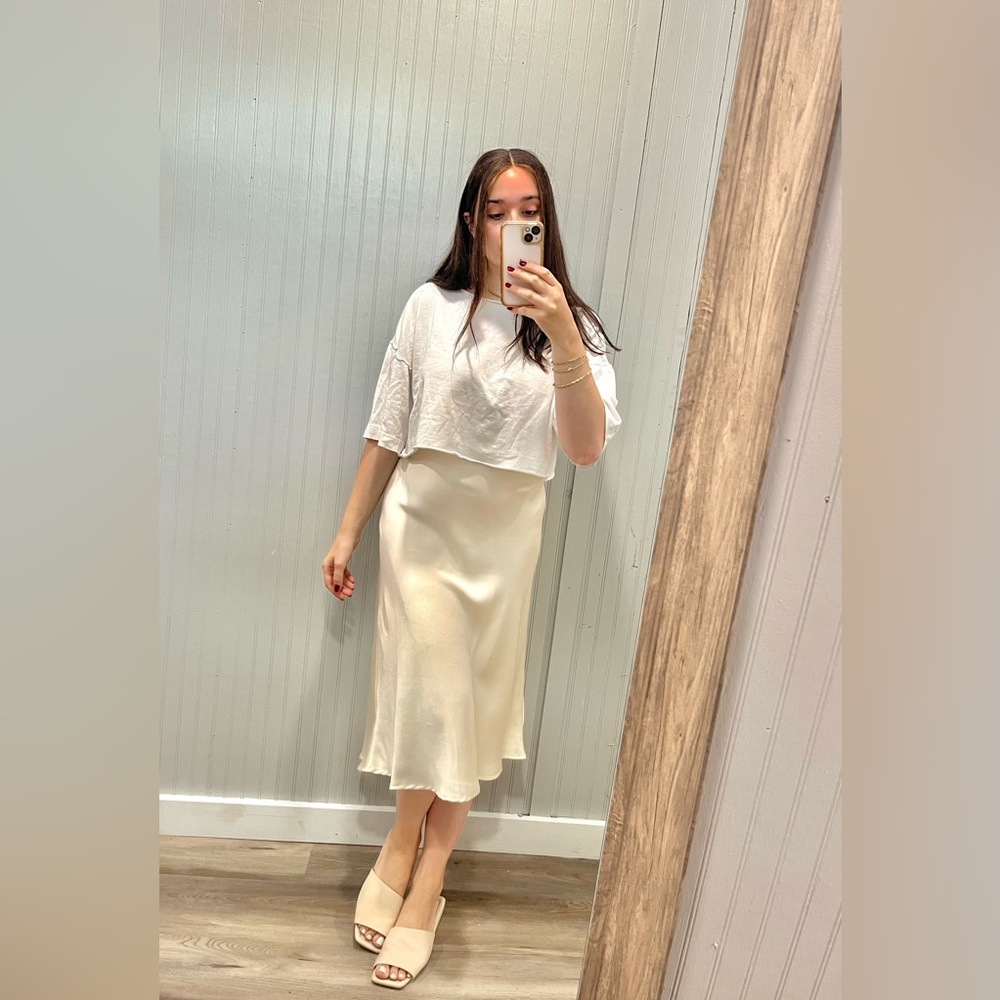 Beige Midi Slip skirt